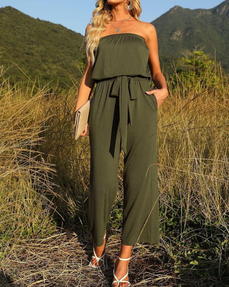 ZESICA - CASUAL OFF SHOULDER JUMPSUIT
