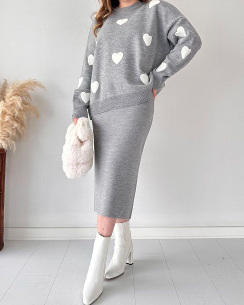 AMOR - Love knitted skirt two-piece set