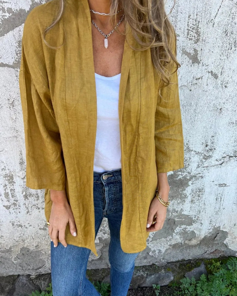 SERANE - COTTON AND LINEN THIN CARDIGAN