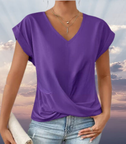 Ariane | Chemise douce à col en V et à manches courtes