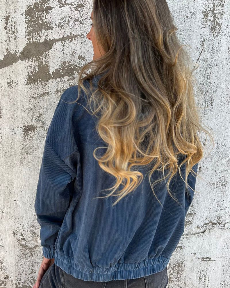 DANNA - Corduroy Hooded Zip Up Jacket #VEV36272