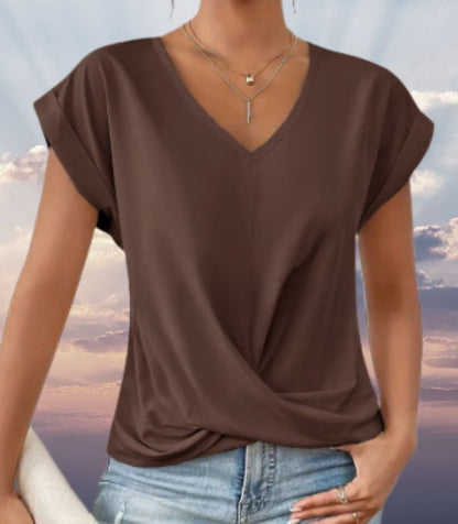 Ariane | Chemise douce à col en V et à manches courtes