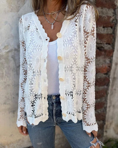 NALIE - Crochet Lace Button Cardigan