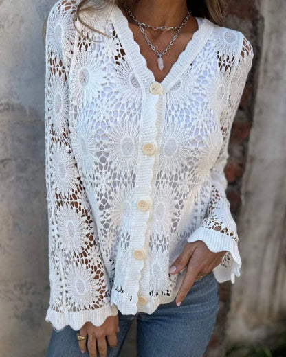 NALIE - Crochet Lace Button Cardigan