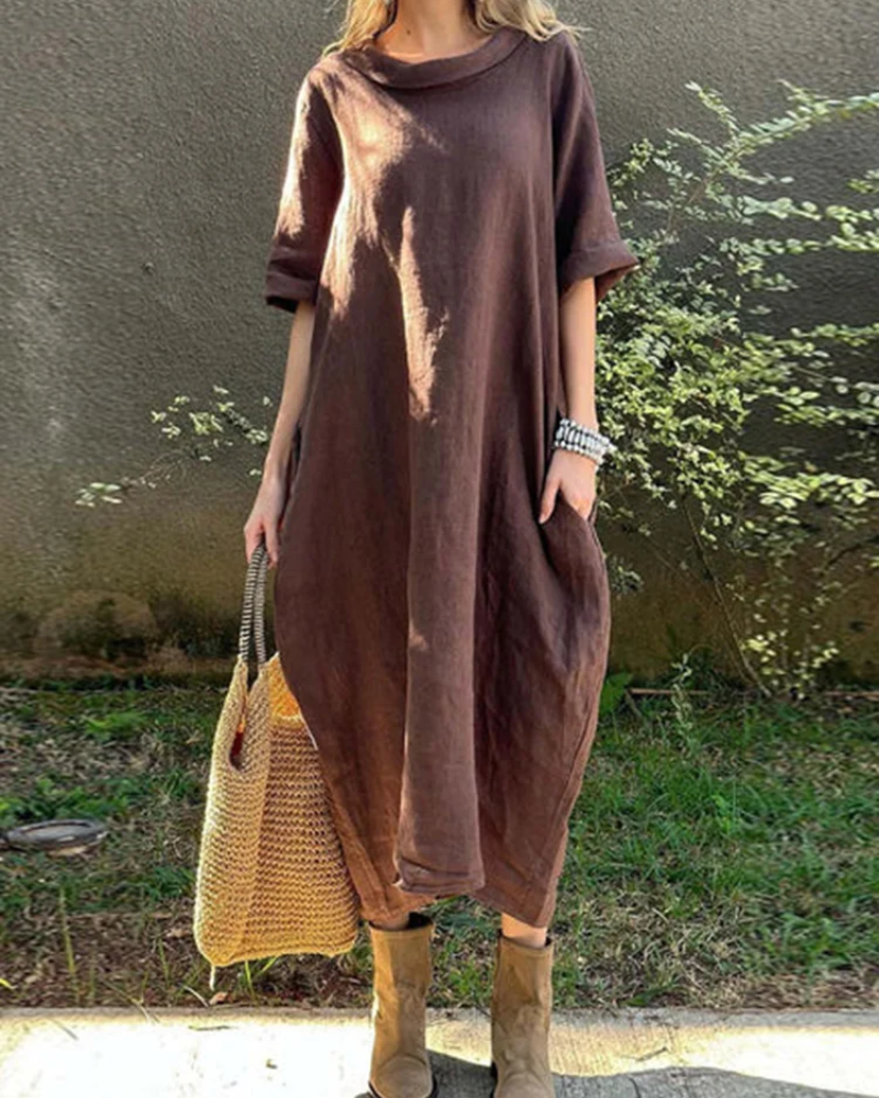 NEREAM - Casual cotton and linen dress KAL4854