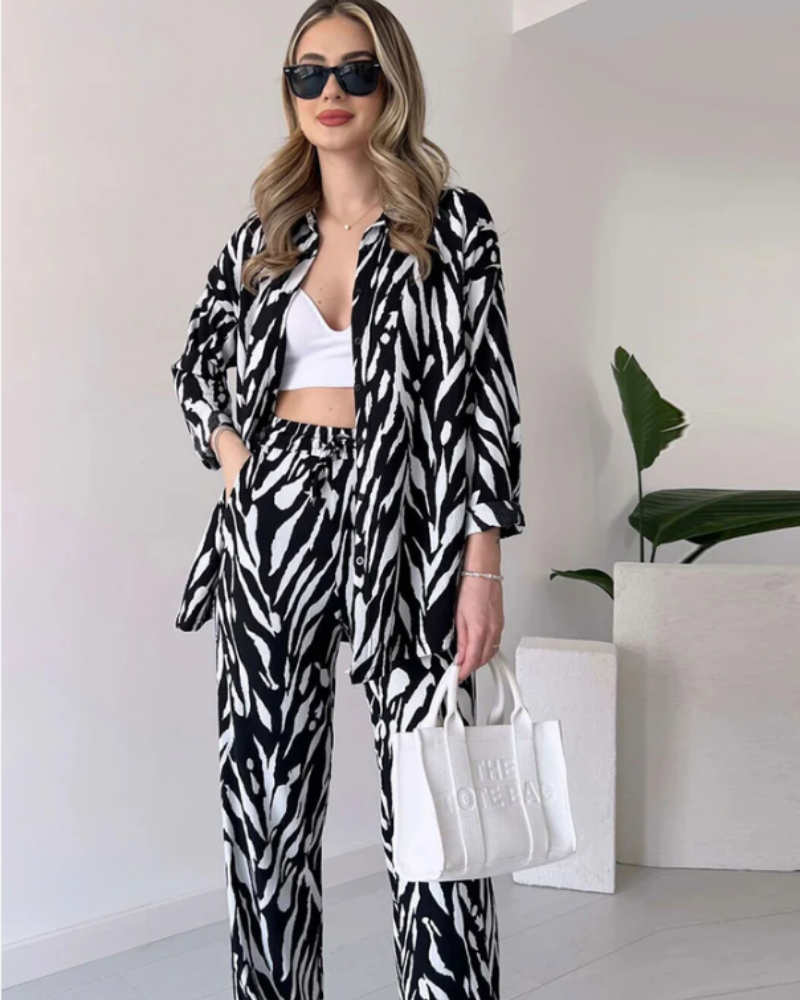 DENIA - Print Oversized Shirt with Pants