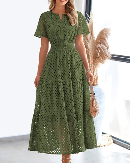 LINARS - Eyelet Elegance Dress