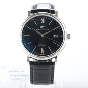 IWC Portofino 40mm Black Dial Steel Case Black Crocodile Leather Strap
