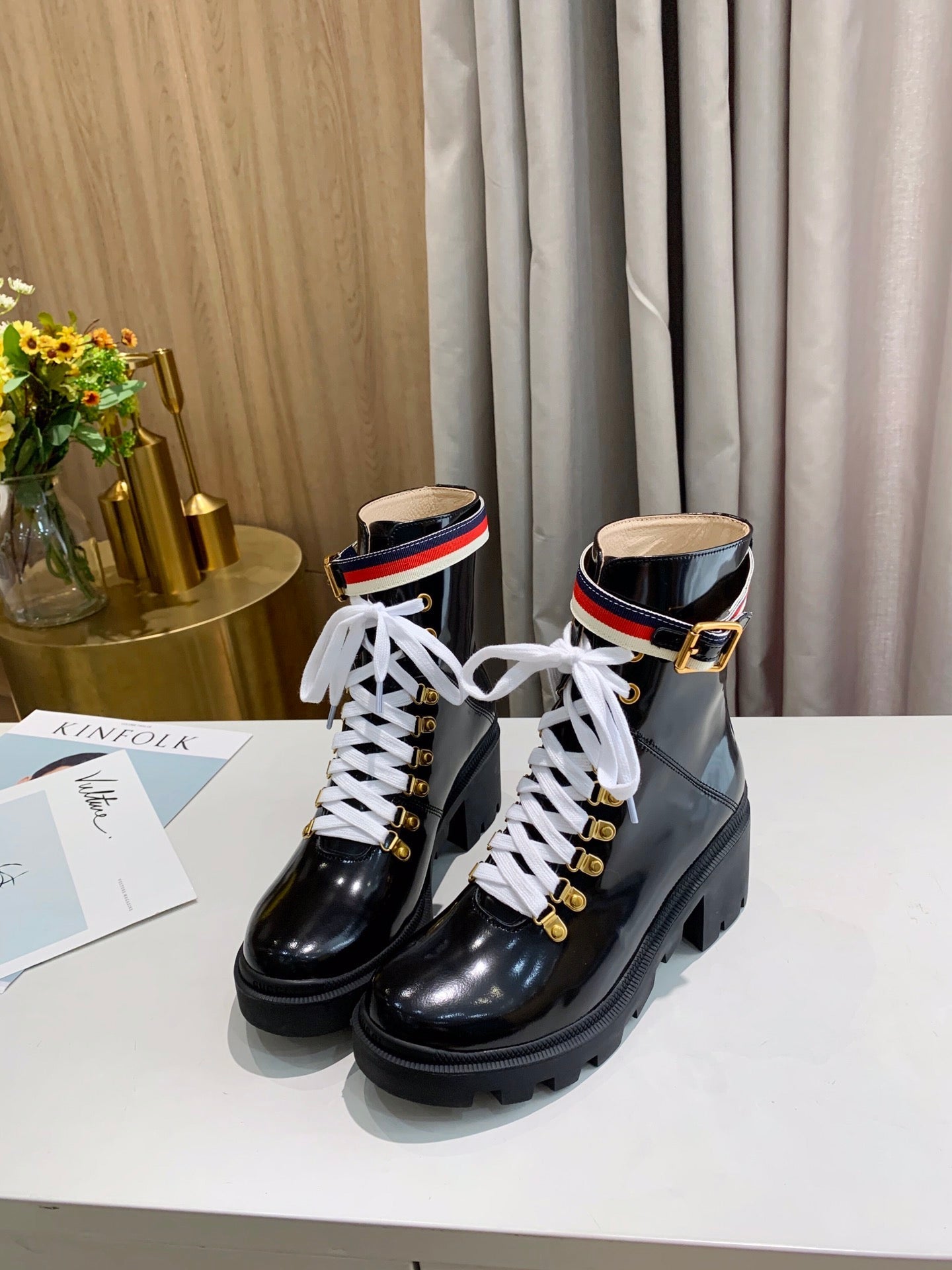GG ankle boots Black Calfskin Sylvie Web