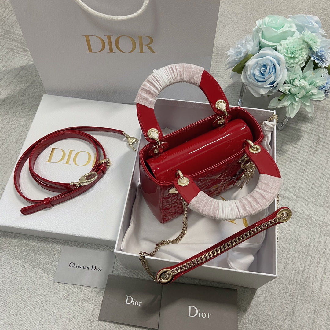 mini lady 17 red patent calfskin