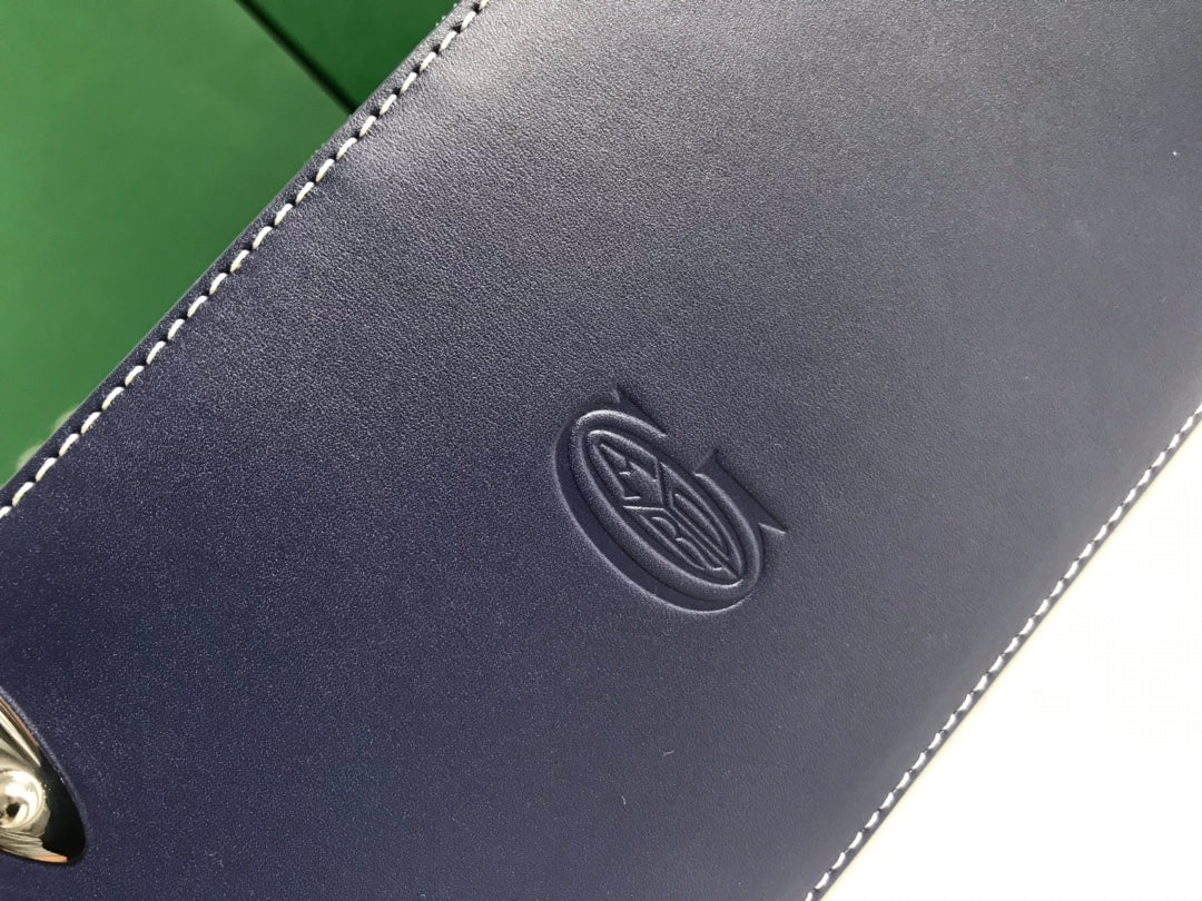 SAÃGON PM BAG 28 IN NAVY BLUE GOYARDINE CANVAS AND CALFSKIN
