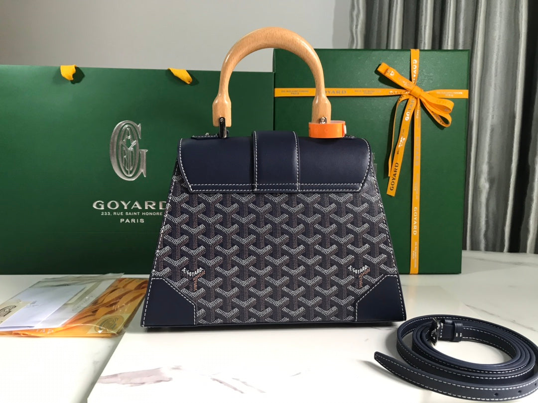 SAÃGON PM BAG 28 IN NAVY BLUE GOYARDINE CANVAS AND CALFSKIN