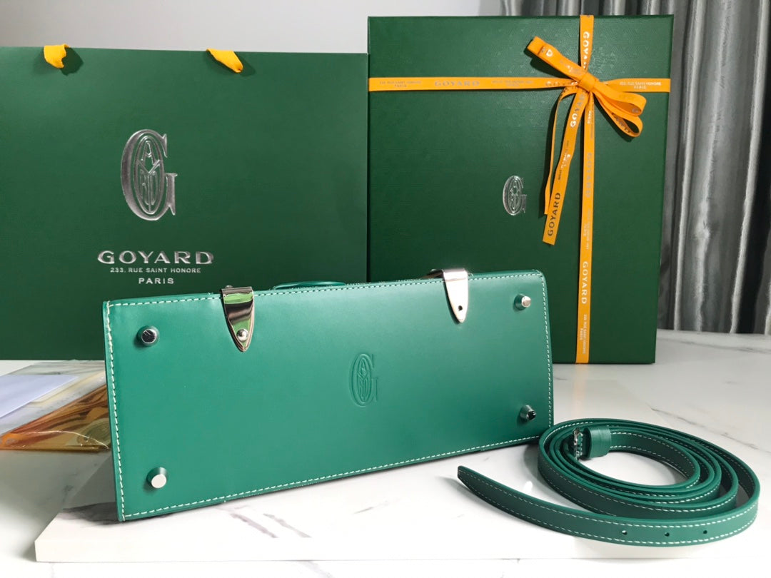 SAÃGON PM BAG 28 IN GREEN GOYARDINE CANVAS AND CALFSKIN