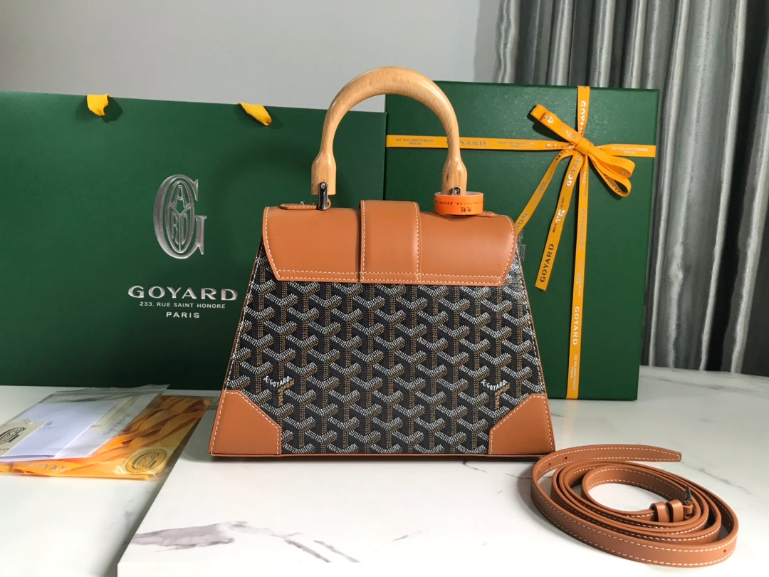 SAÃGON PM BAG 28 IN BROWN GOYARDINE CANVAS AND CALFSKIN