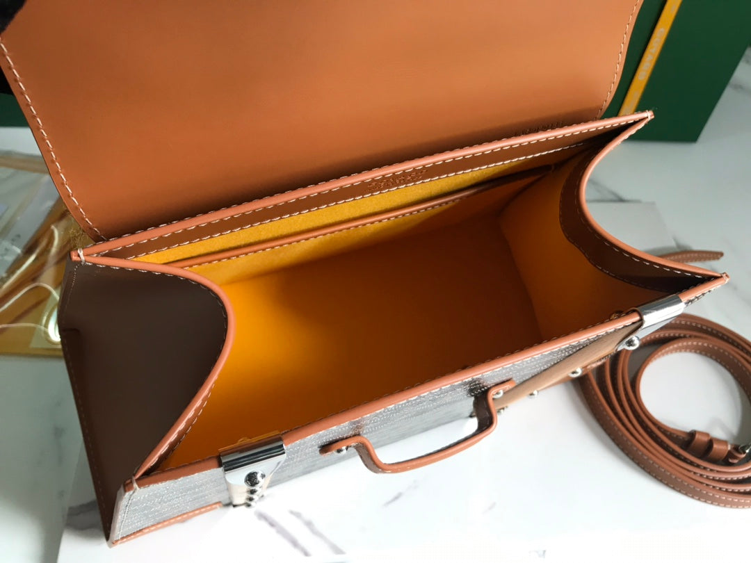 SAÃGON PM BAG 28 IN BROWN GOYARDINE CANVAS AND CALFSKIN