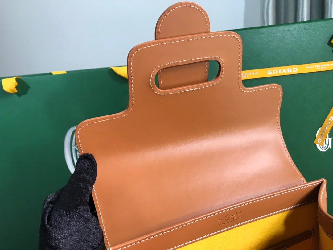 SAÃGON PM BAG 28 IN BROWN GOYARDINE CANVAS AND CALFSKIN
