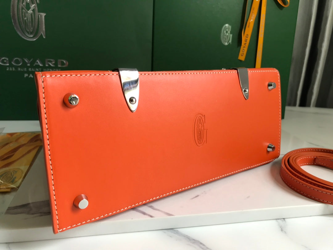 SAÃGON PM BAG 28 IN RED ORANGE GOYARDINE CANVAS AND CALFSKIN