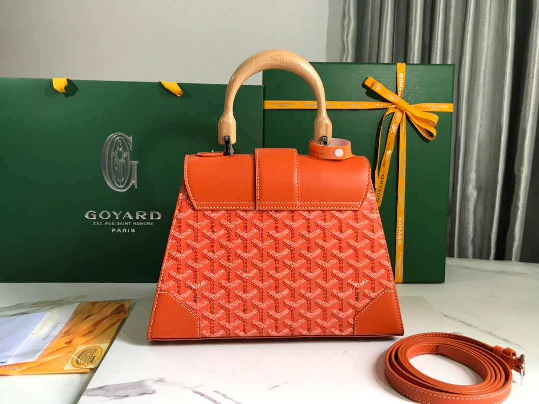 SAÃGON PM BAG 28 IN RED ORANGE GOYARDINE CANVAS AND CALFSKIN