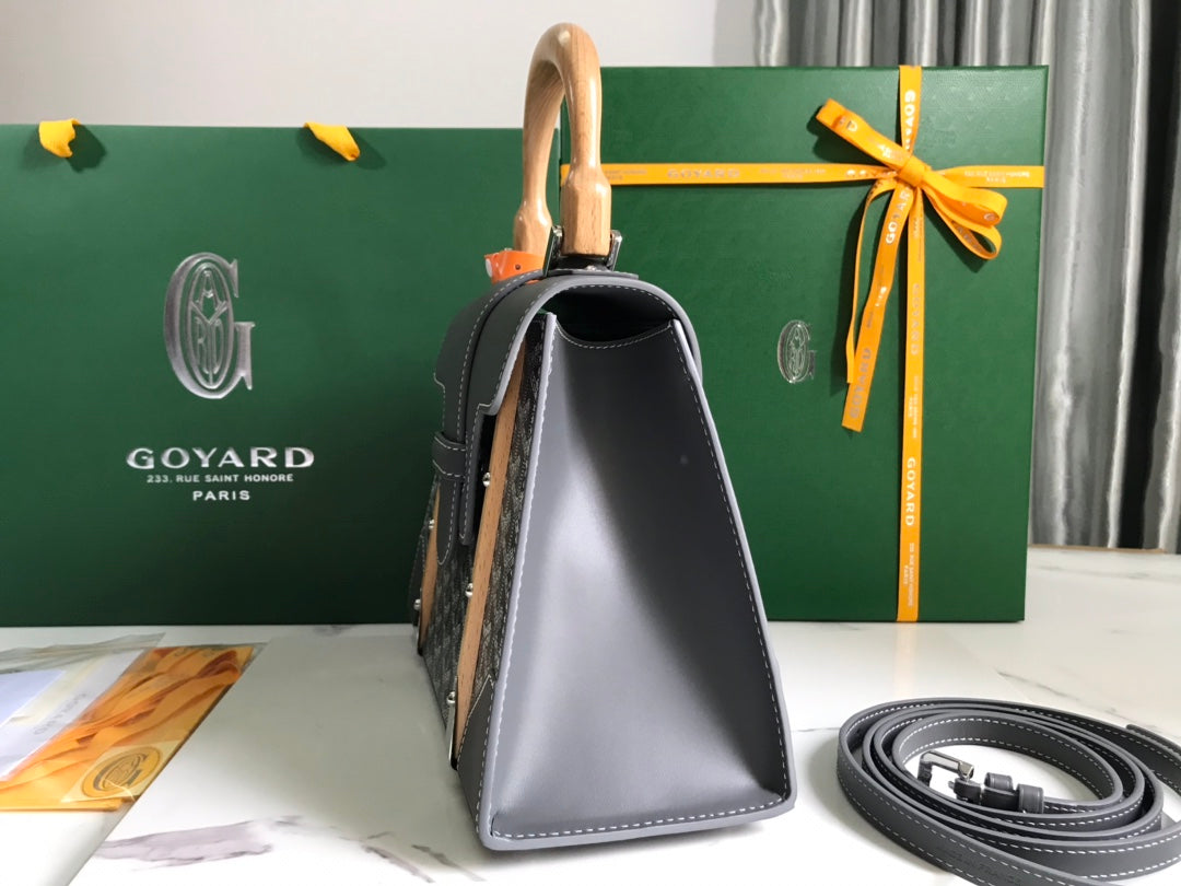 SAÃGON PM BAG 28 IN GREY GOYARDINE CANVAS AND CALFSKIN
