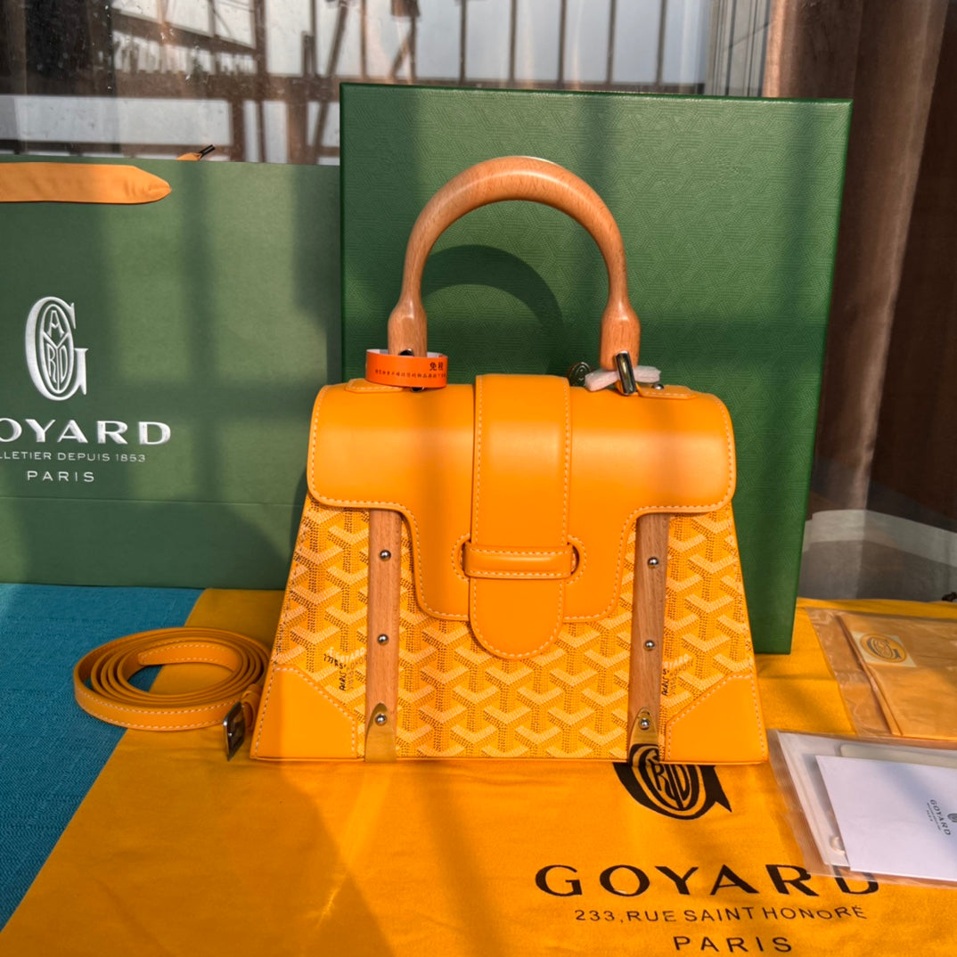 SAÃGON PM BAG 28 IN YELLOW GOYARDINE CANVAS AND CALFSKIN