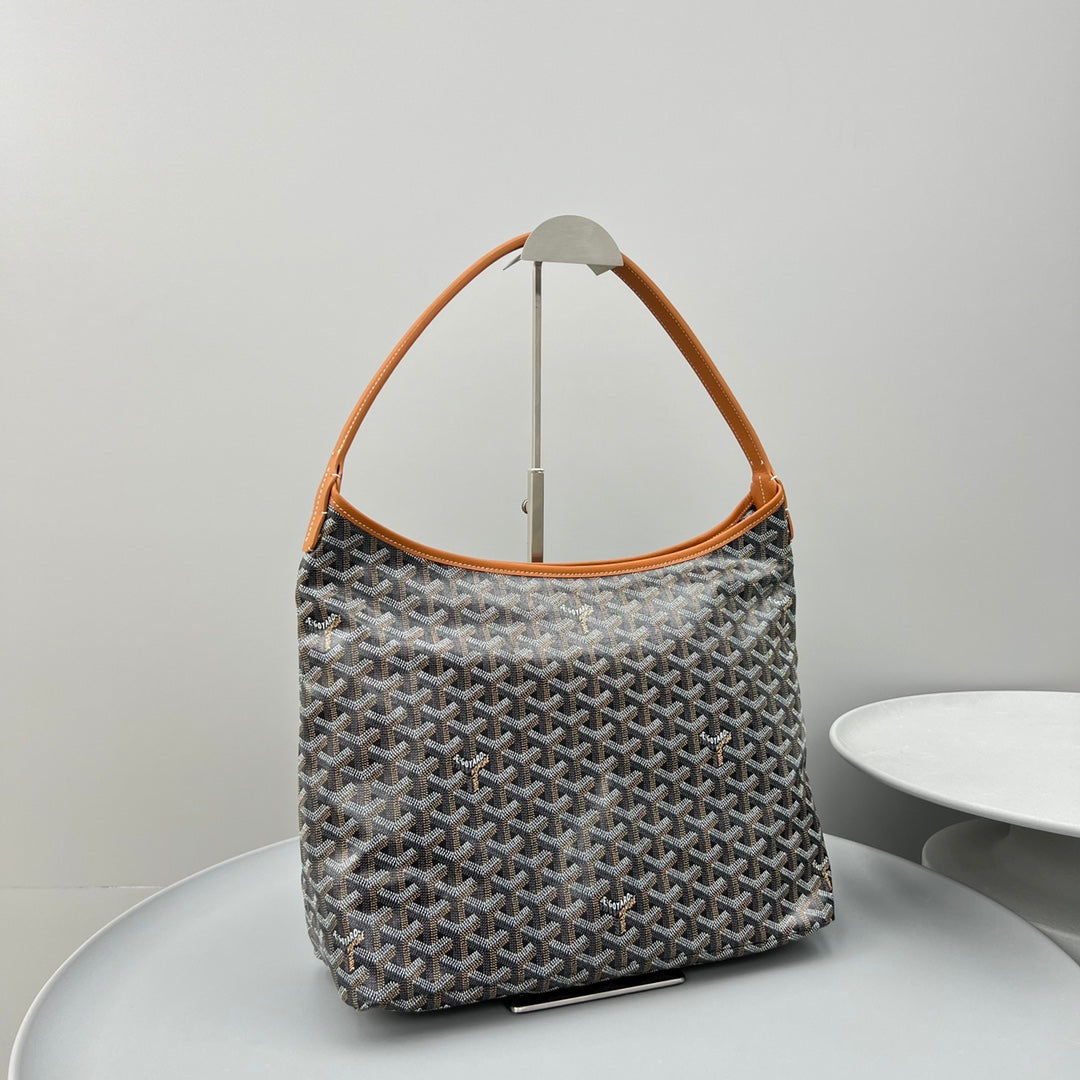 HOBO BOHÃˆME 34 IN BROWN GOYARDINE CANVAS AND CALFSKIN