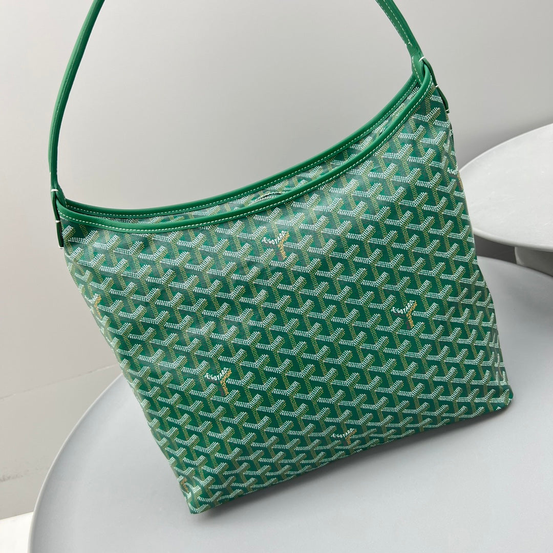 HOBO BOHÃˆME 34 IN GREEN GOYARDINE CANVAS AND CALFSKIN