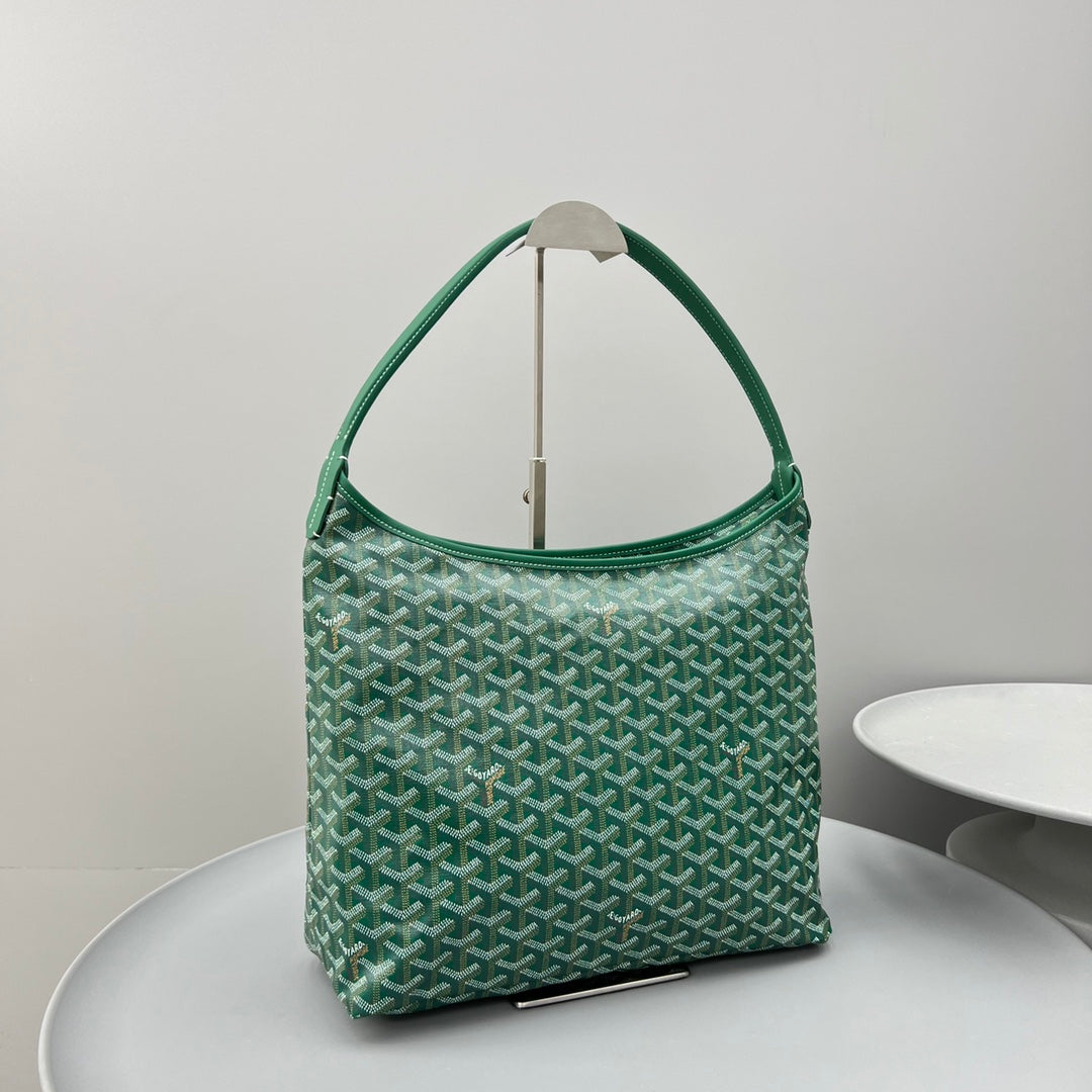 HOBO BOHÃˆME 34 IN GREEN GOYARDINE CANVAS AND CALFSKIN