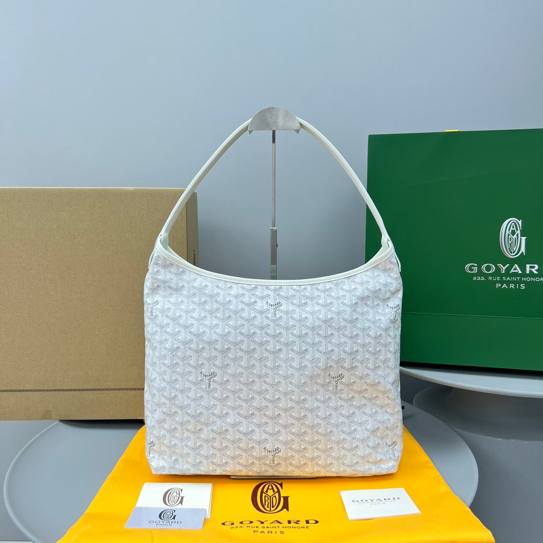 HOBO BOHÃˆME 34 IN WHITE GOYARDINE CANVAS AND CALFSKIN