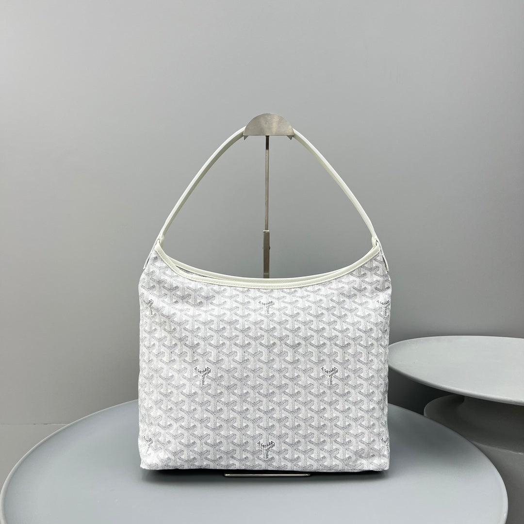 HOBO BOHÃˆME 34 IN WHITE GOYARDINE CANVAS AND CALFSKIN