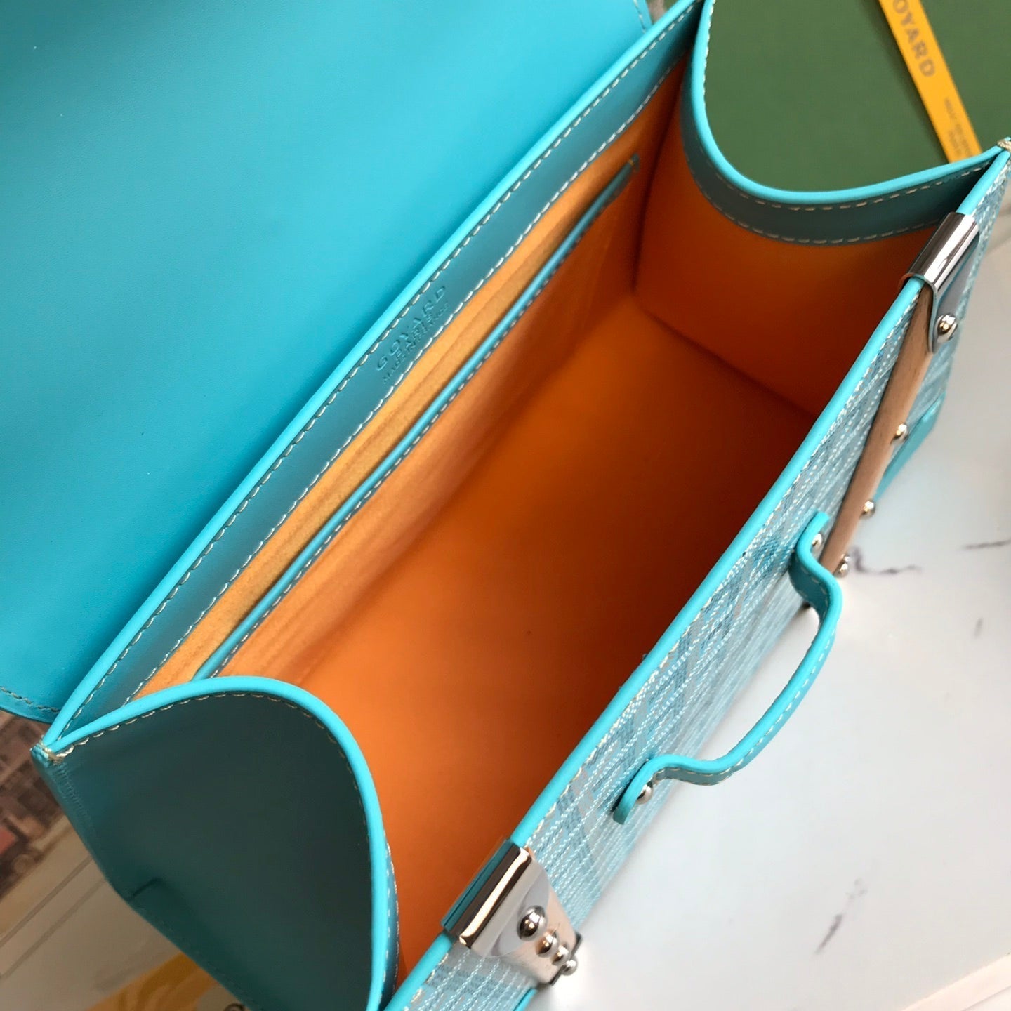 SAÃGON PM BAG 28 IN LIGHT BLUE GOYARDINE CANVAS AND CALFSKIN