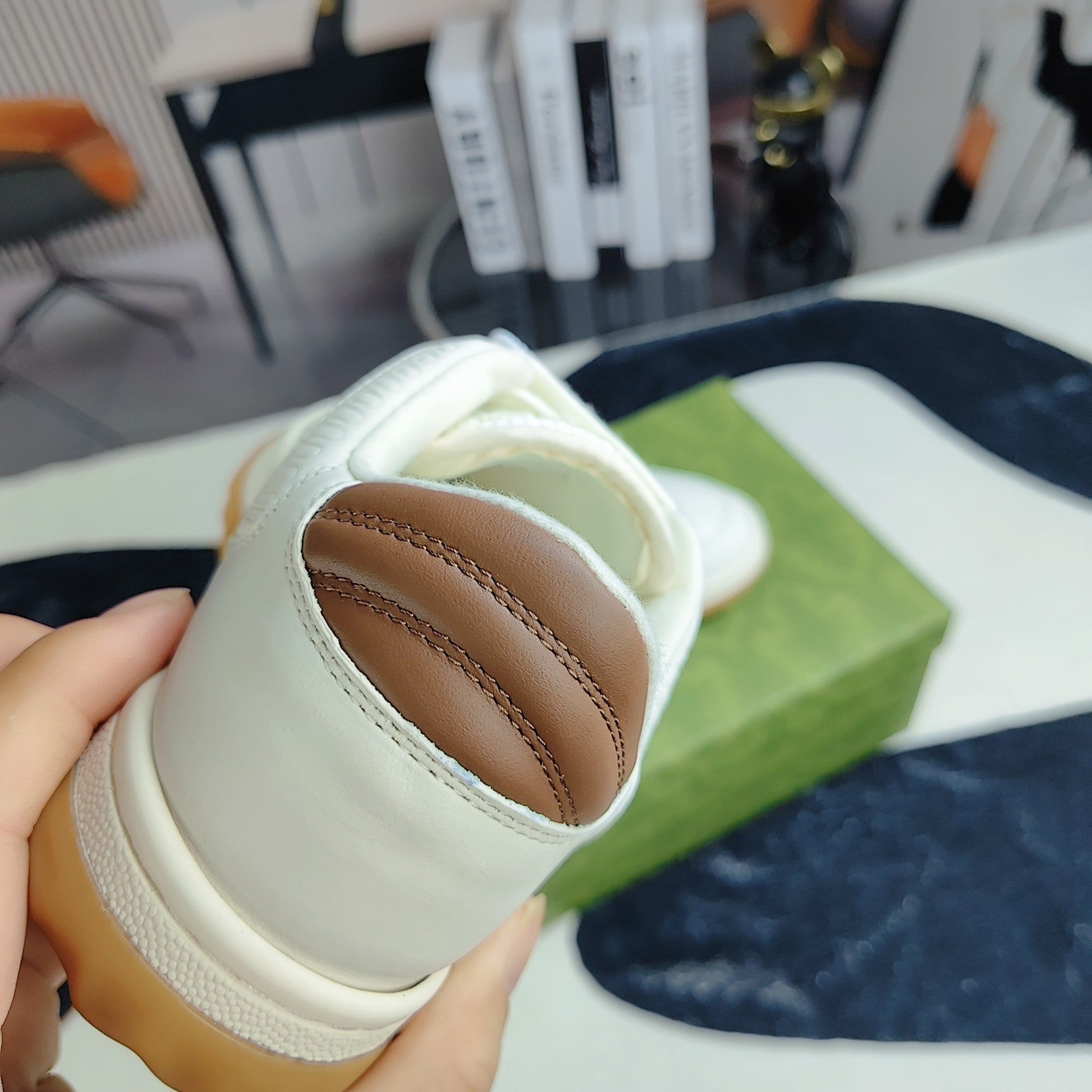 GG Men's MAC80 Sneaker White Brown Cowhide 523621