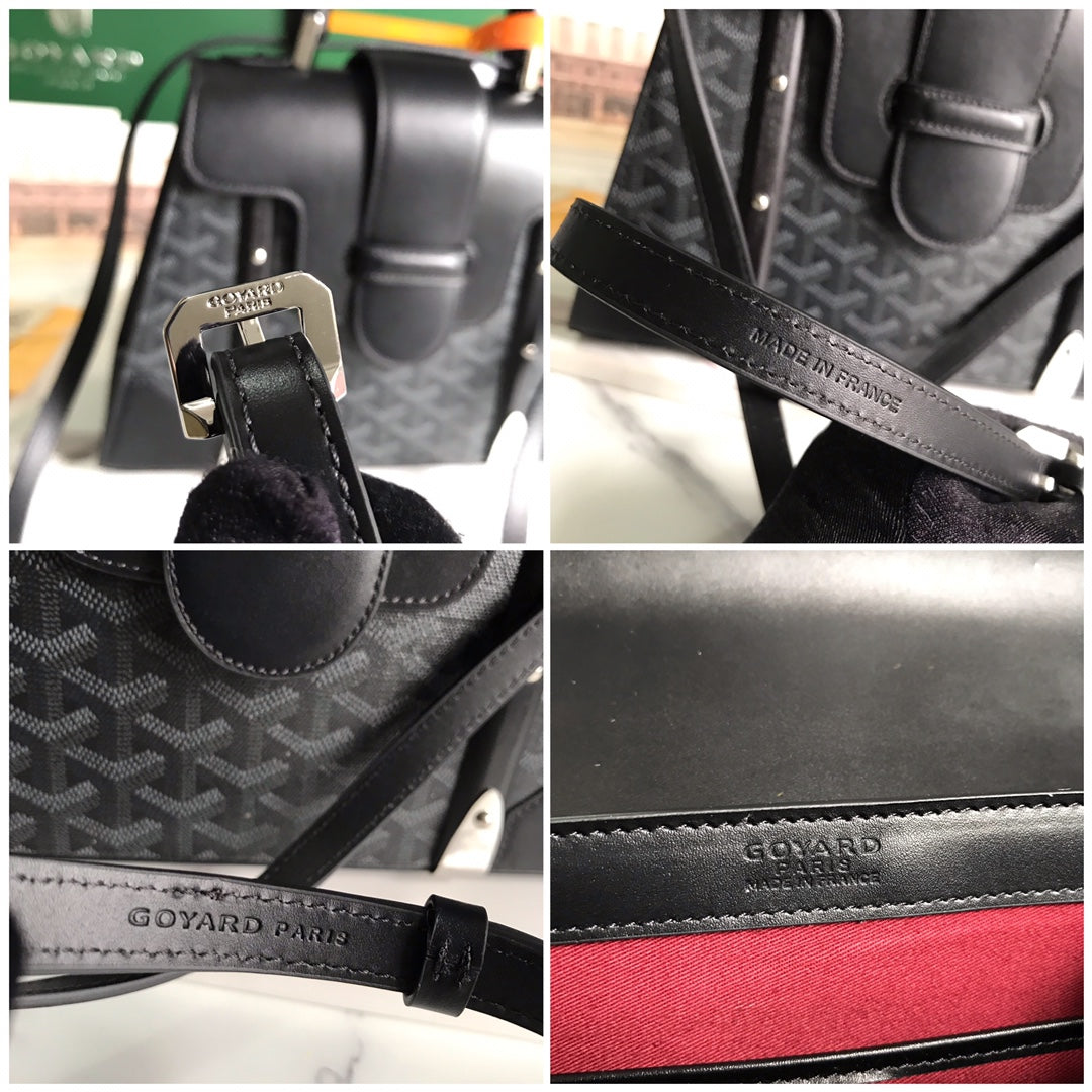SAÃGON PM BAG 28 IN BLACK GOYARDINE CANVAS AND CALFSKIN