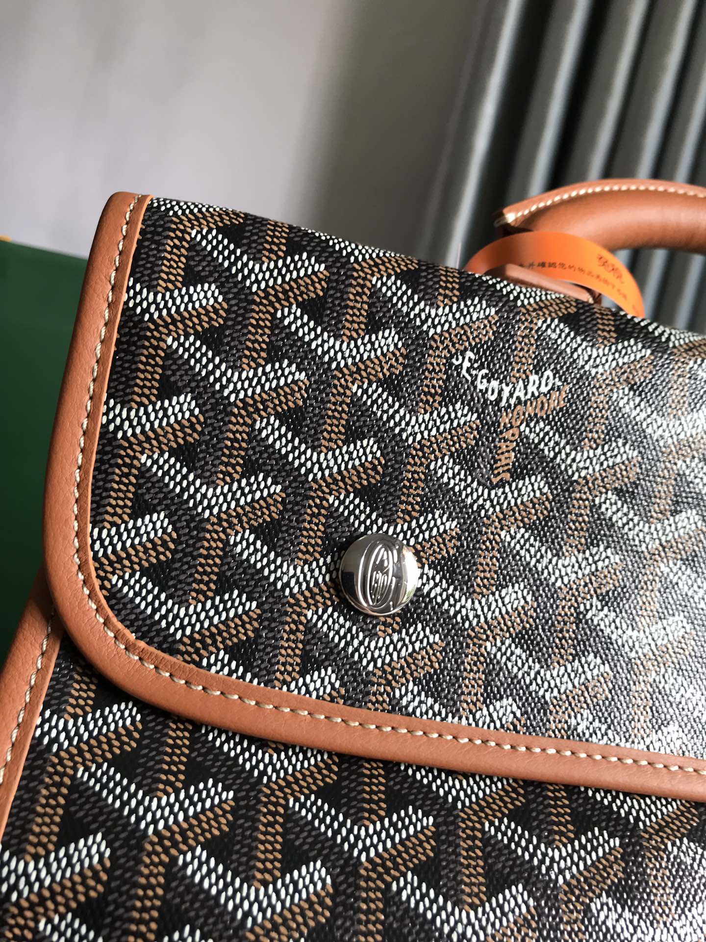 SAINT LÃ‰GER BACKPACK 35 IN BROWN GOYARDINE CANVAS AND CALFSKIN WITH CARTOON PATCH