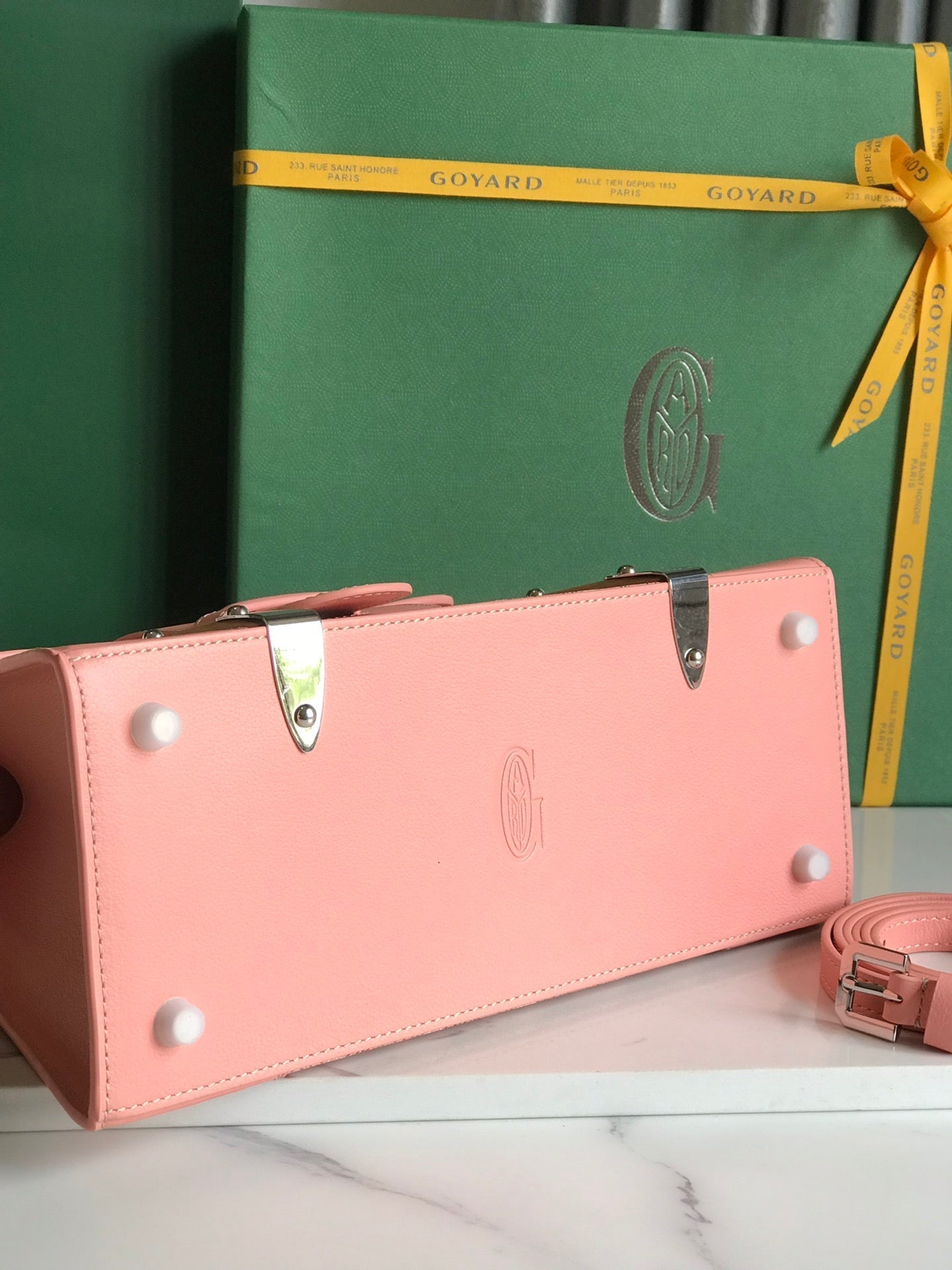 SAÃGON PM BAG 28 IN BABY PINK GOYARDINE CANVAS AND CALFSKIN