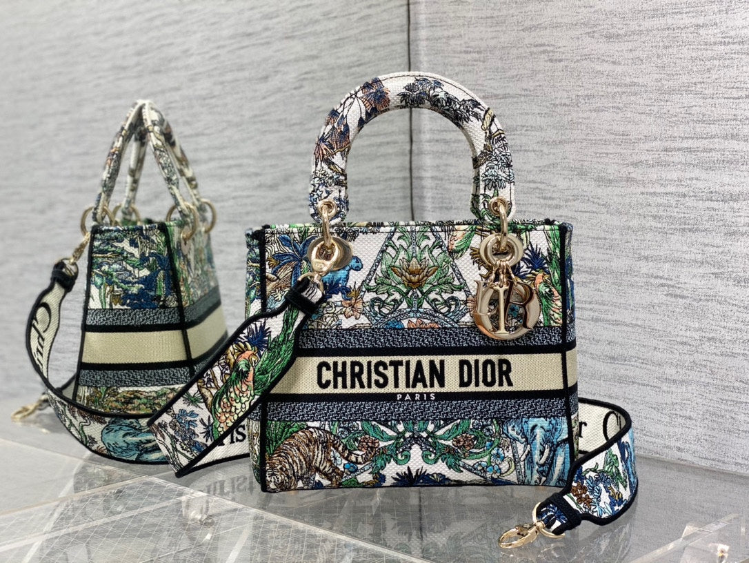CD Travel Star Green 24 Lady Dior Bag Canvas 336666
