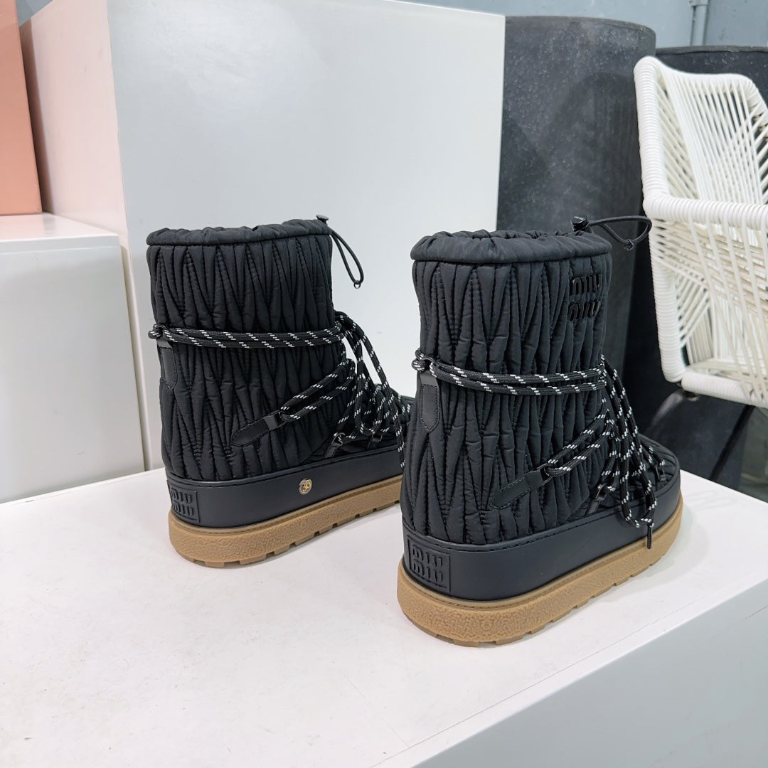 Miumiu 25 Boot Black Nylon Rubber 511263