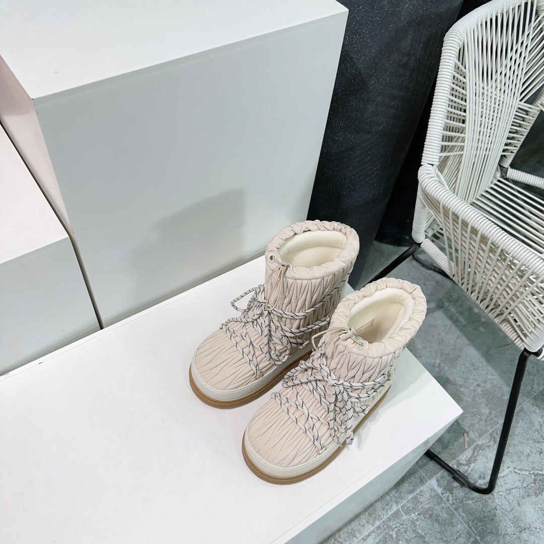 Miumiu 25 Boot Cream Nylon Rubber 511264