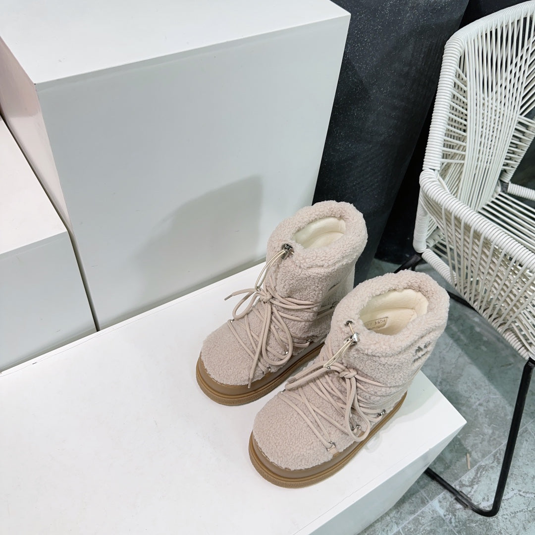 Miumiu 25 Boot Cream Fur Rubber 511265