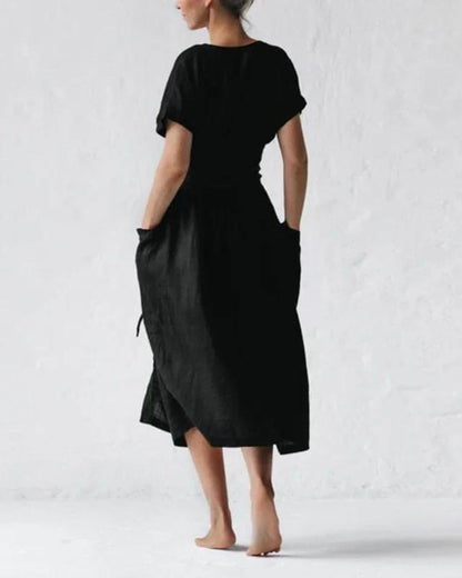 LENORA - WRAP LINEN AND COTTON DRESS