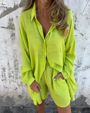 IZELA - Casual Shirt & Shorts Set