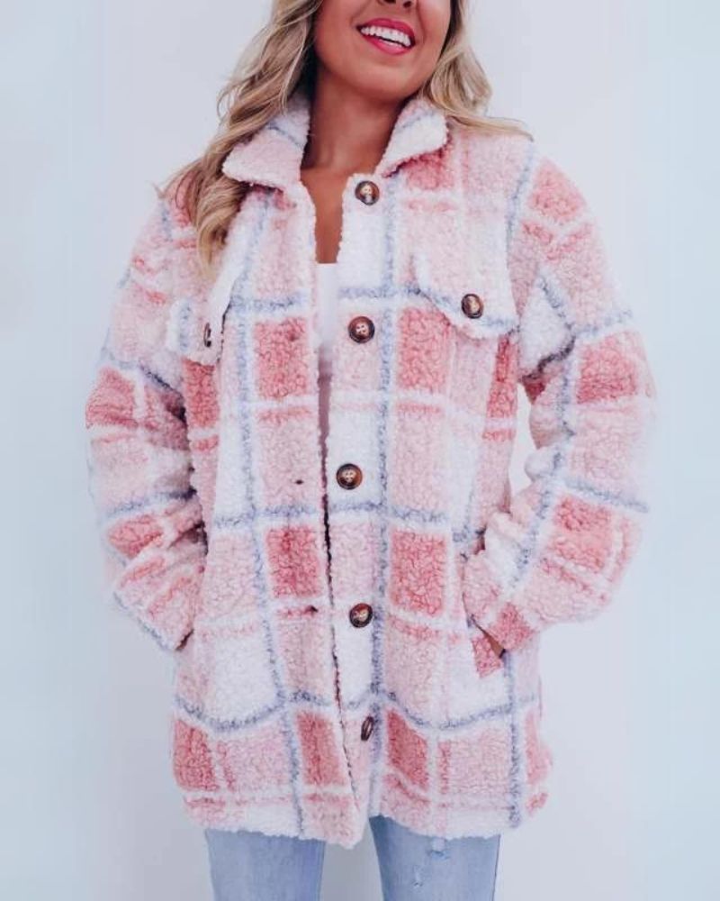 ELINARA - Polar Fleece Plaid Jacket BEST4398