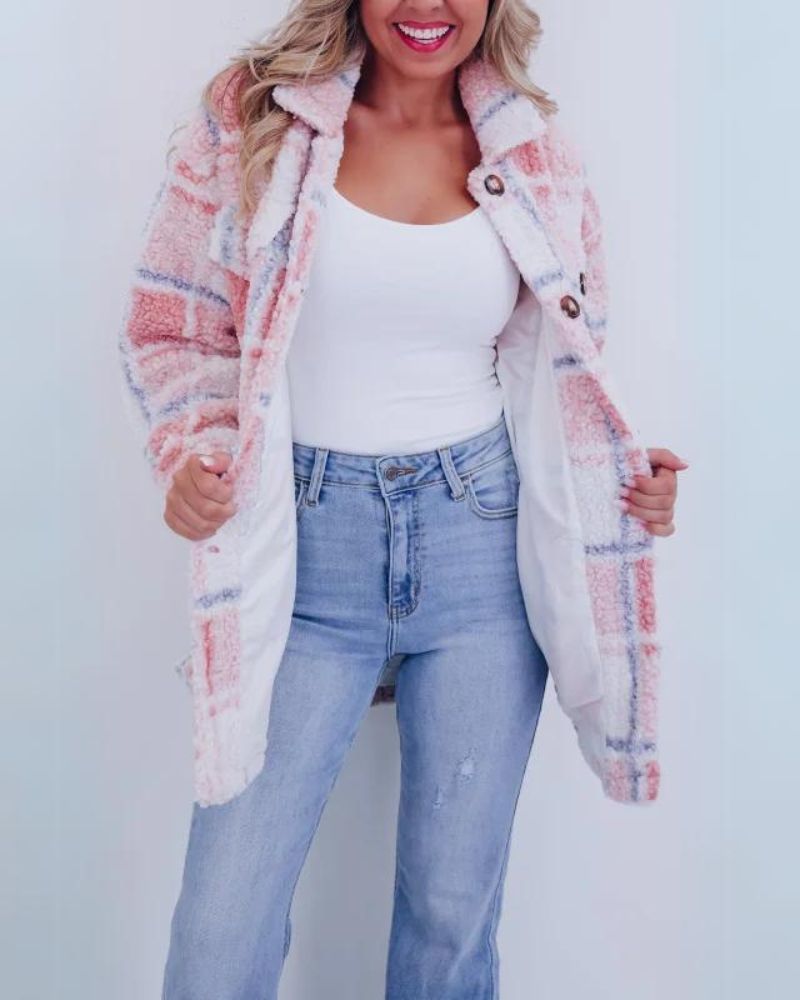 ELINARA - Polar Fleece Plaid Jacket BEST4398