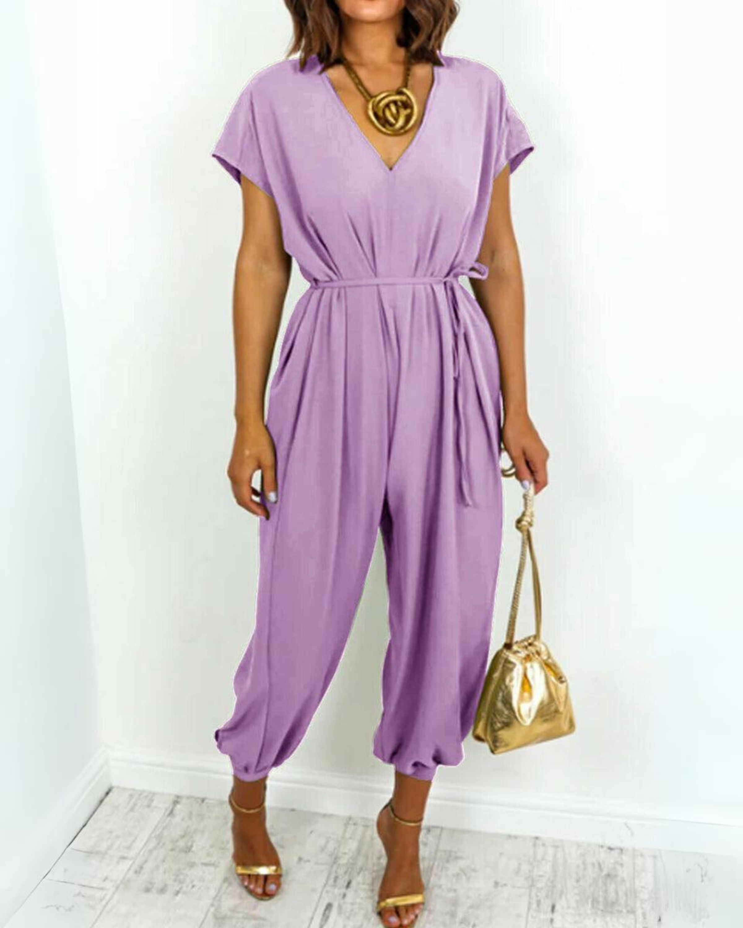 DENA - CASUAL V- NECK JUMPSUIT