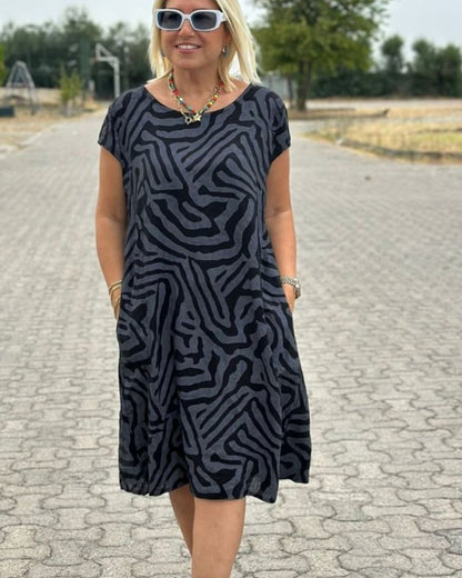 NELIA - Print dress with round neckline