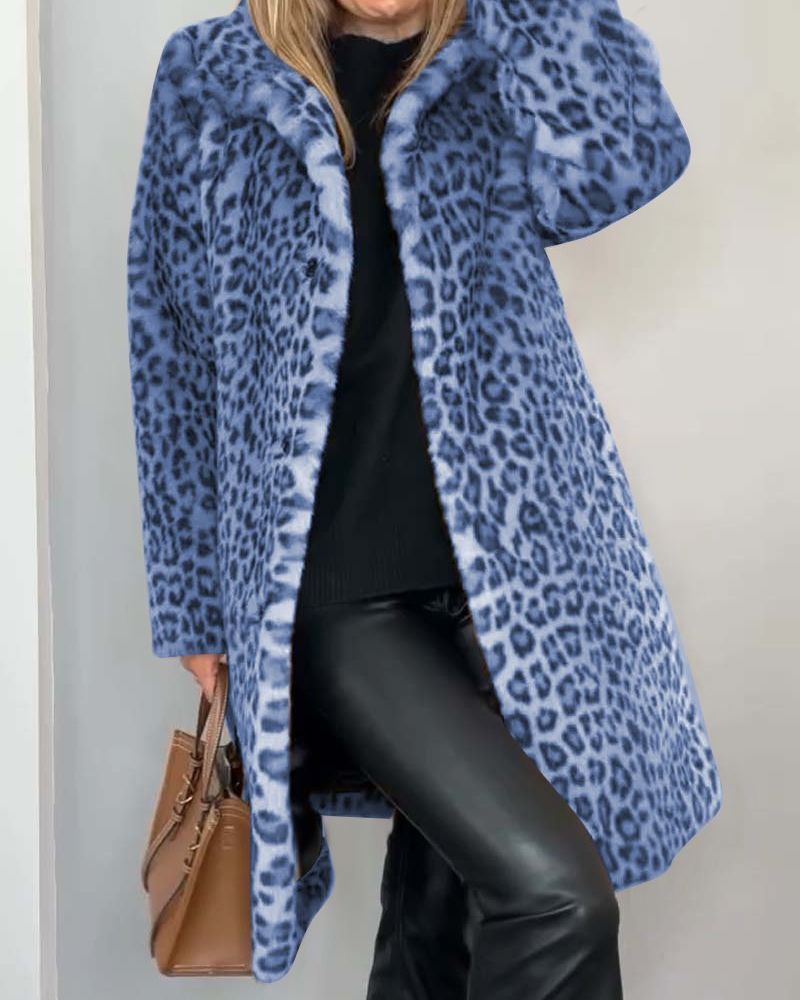 LEIA -Leopard Long Soft Jacket VEV33209