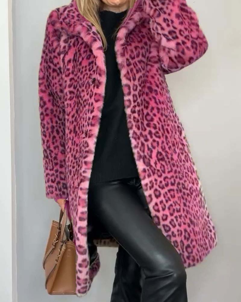 LEIA -Leopard Long Soft Jacket VEV33209