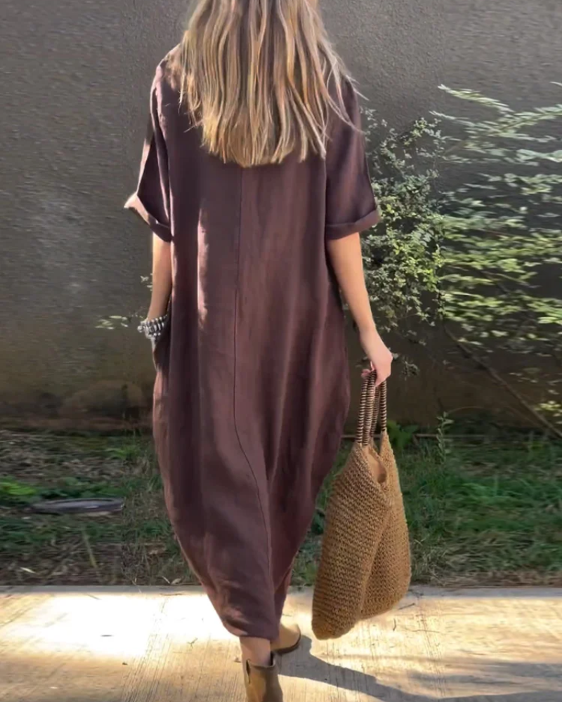 NEREAM - Casual cotton and linen dress KAL4854