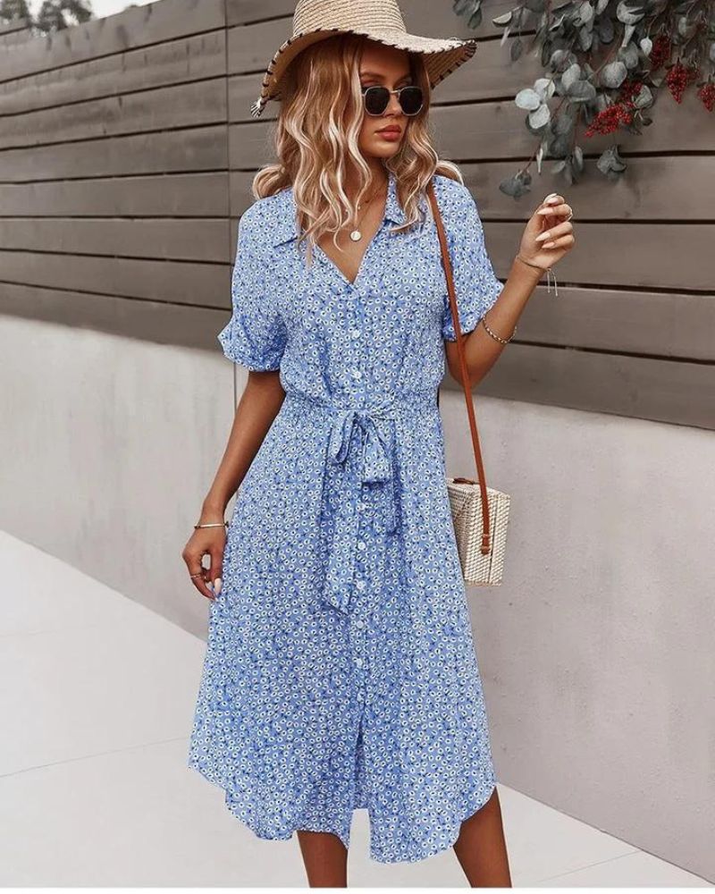 AMAR - Chic festive dress with floral print