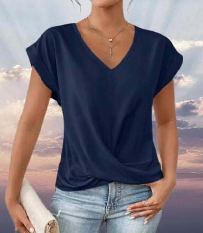 Ariane | Chemise douce à col en V et à manches courtes