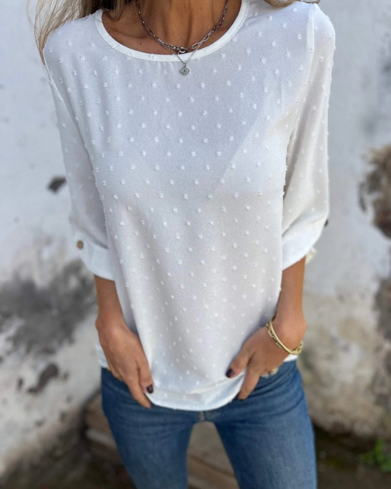 VARENA - Chic Chiffon Jacquard Blouse